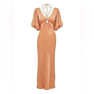 MOS The Label Ethereal Sleeved Keyhole Puff Sleeve Midi Dress Size 4